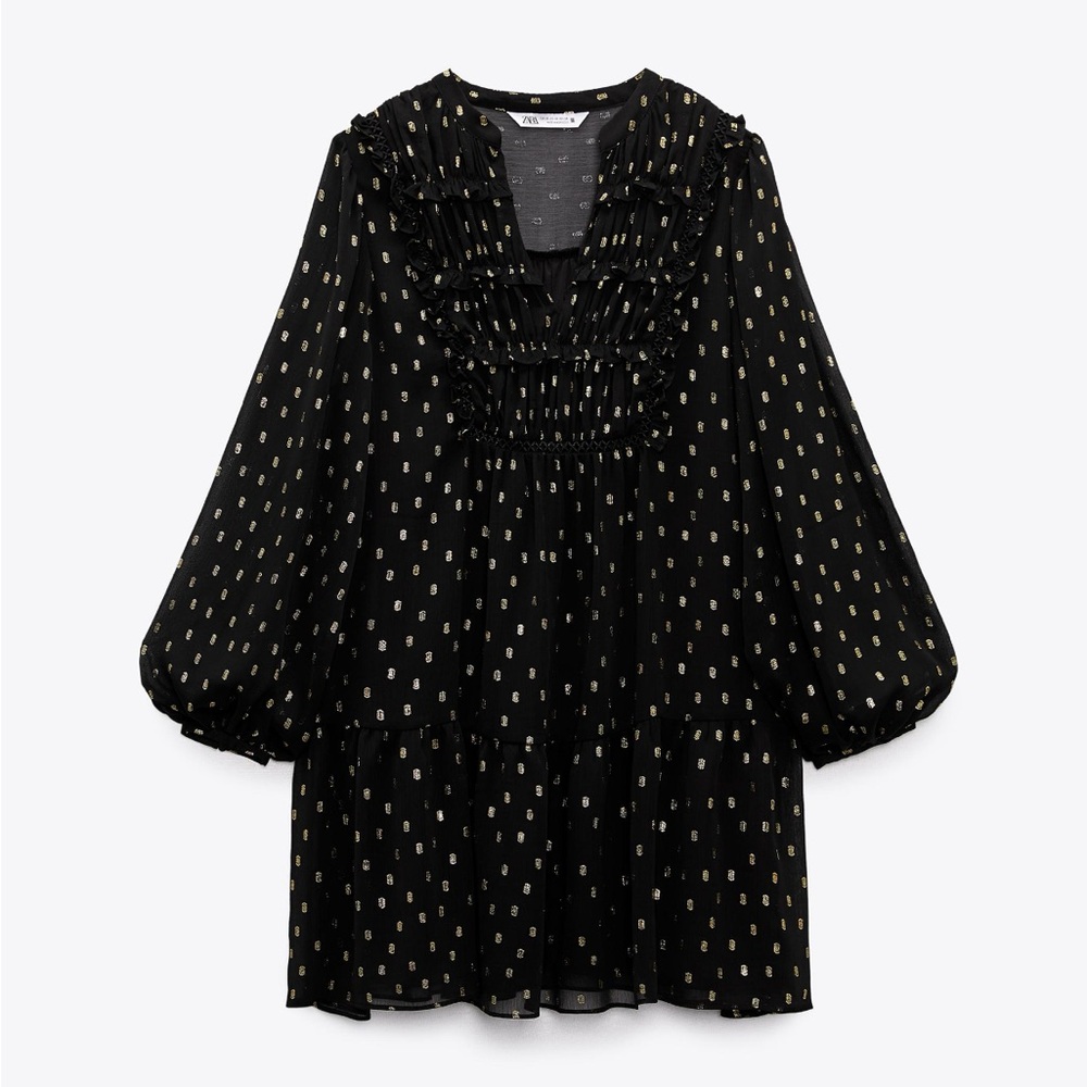 Zara metallic thread fitted mesh dress